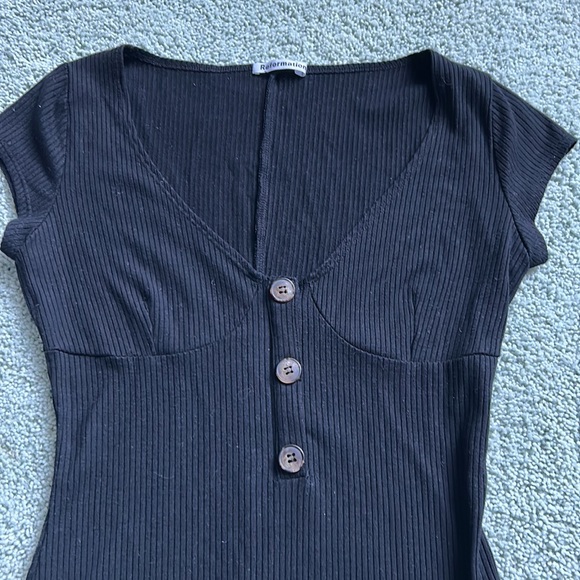 REFORMATION Marten Ribbed Knit Buttoned Bodysuit sz.S - Picture 8 of 11